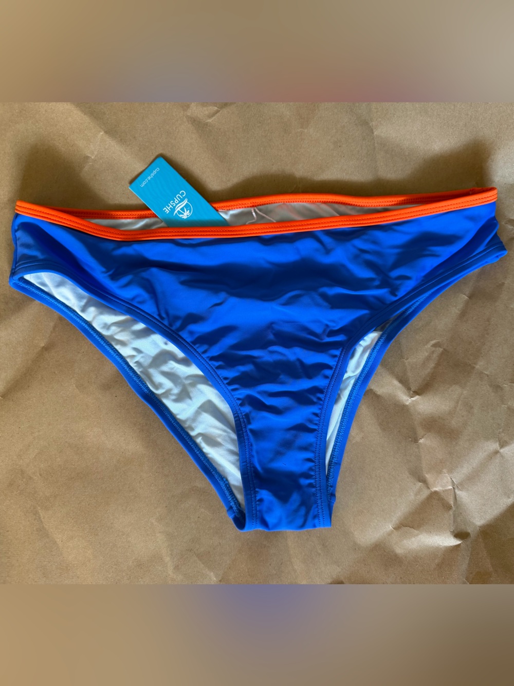 Cupshe MEDIUM Royal Blue Bikini Bottom with Orange Trim